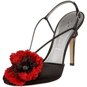 NIB‎ CASADEI peep-toe black/red slingback